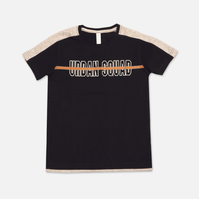 Boys Round Neck T-Shirts(Black)