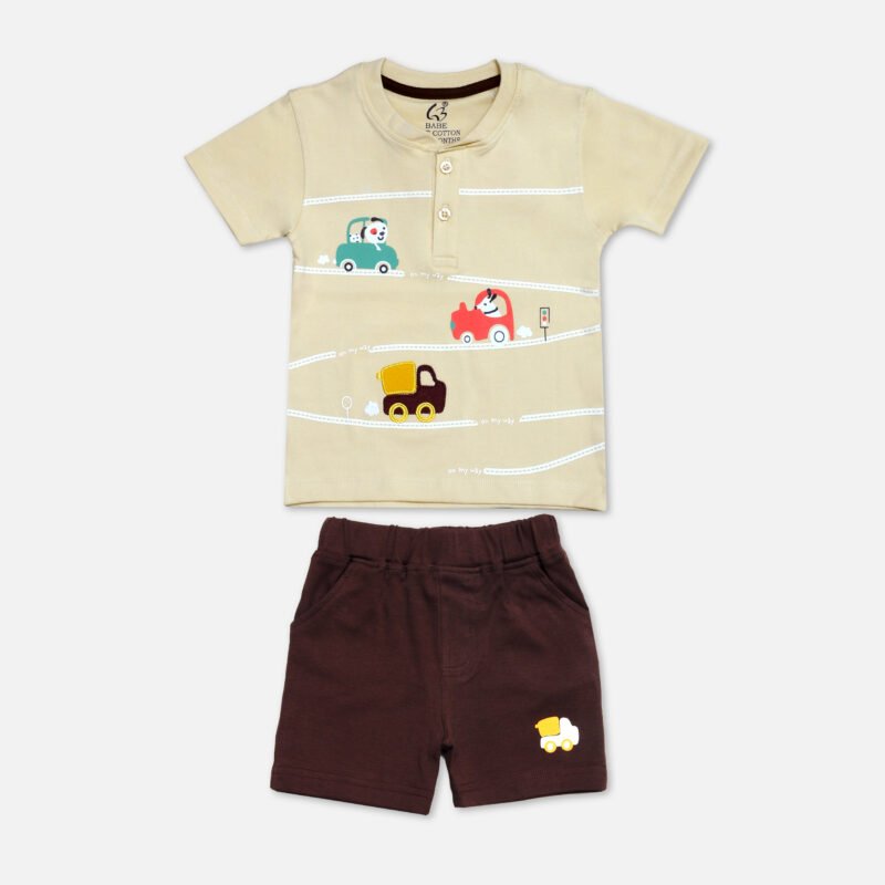 Kids Set Printed Henley Neck (Creem)
